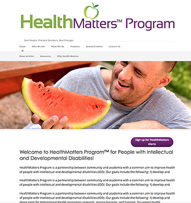 Screenshot of the HealthMatters Program website homepage