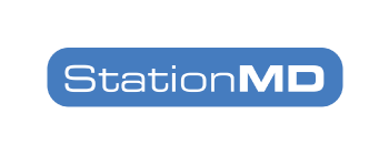 StationMD logo in white text enclosed in a blue rectangle