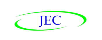 Logo that says "JEC" in blue, with a green graphic circle around it.