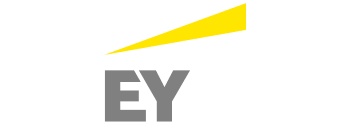 EY logo with yellow triangular graphic element above it